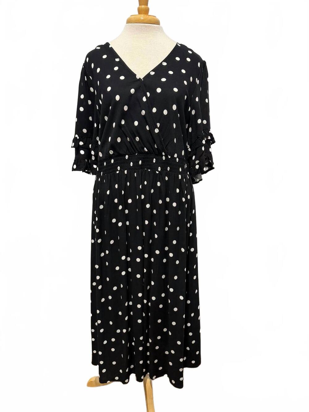 NEW WINSLOW COLLECTION women's surplice polka dot dress in black